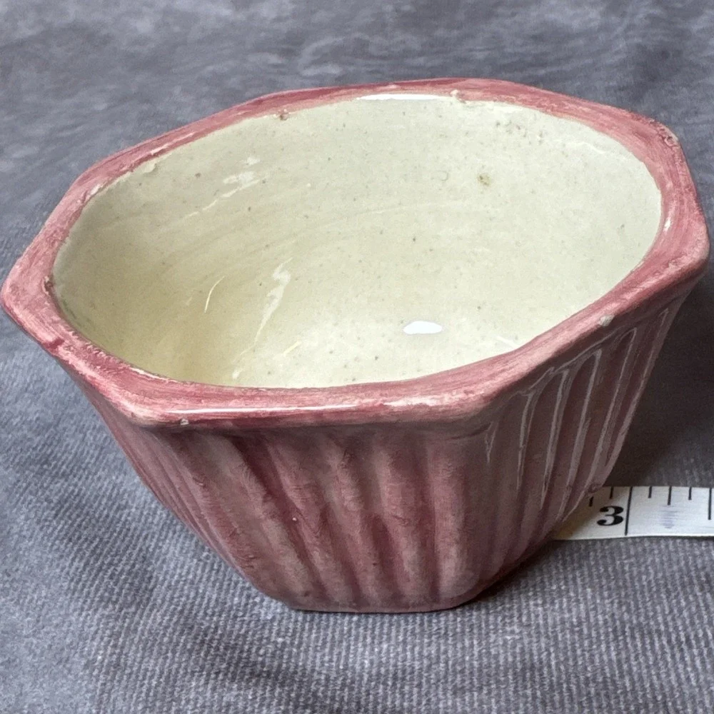 VINTAGE Capodimonte Cupcake Trinket Box Ring Dish Italy Pink Floral topper VGUC!